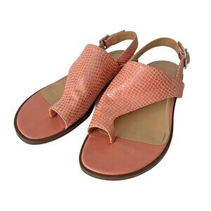 Vionic Ella Sandals in pinky/coral snakeskin leather